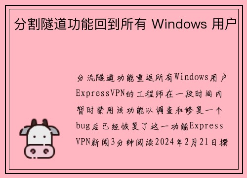 分割隧道功能回到所有 Windows 用户 